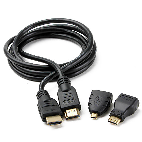 Кабель HDMI V1.4 M/M Cable с Mini HDMI и Micro HDMI адаптерами, 1,5 м