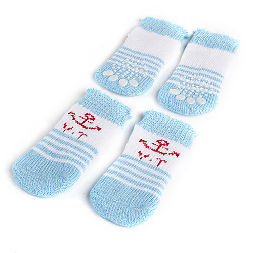 чистый синий якорь противоскользящие носки для собак (S-L)