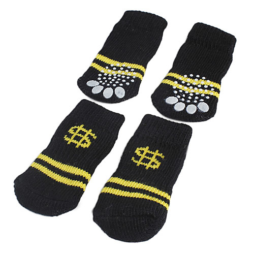 черный с желтыми полосами противоскольжения носки для собак (SL)