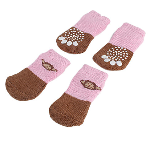 розовые и коричневые обезьяны противоскользящие носки для собак (SL)