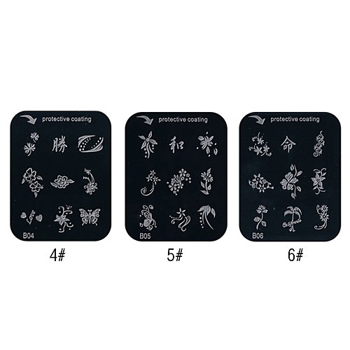 цветочный узор ногтей штамповки пластины изображений Шаблон