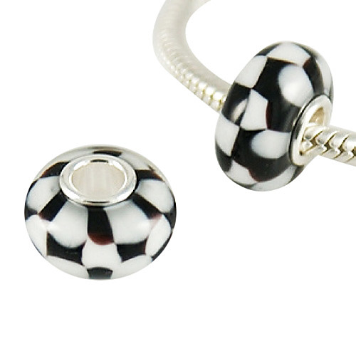 S925 Murano Lampwork стеклянные бусины (черный)