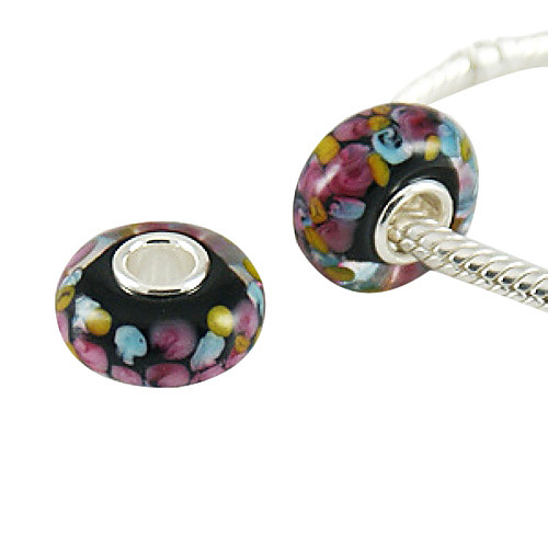S925 Murano Lampwork стеклянные бусины (черный)