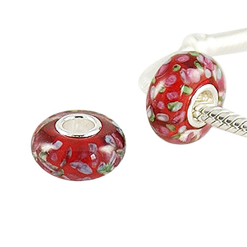 S925 Murano Lampwork стеклянные бусины (красные)