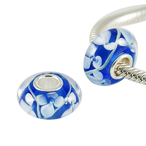 S925 Murano Lampwork стеклянные бусины (голубой)