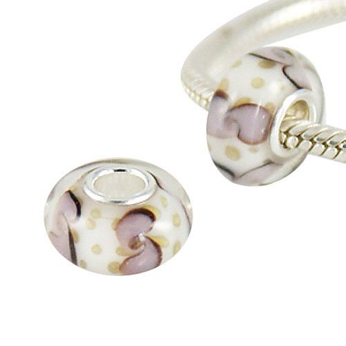S925 Murano Lampwork стеклянные бусины (фиолетовый)