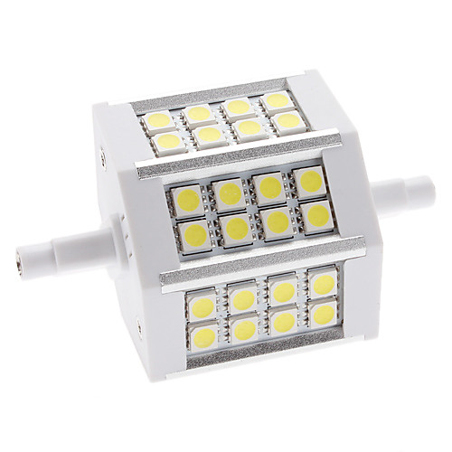 R7S 5W 24x5050 SMD 300-360LM 6000-6500K натуральный белый свет Светодиодные лампы кукурузы (85-265В)