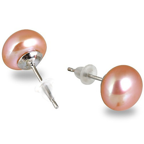 Чистого серебра серьги овальной природных Pearl (разные цвета)