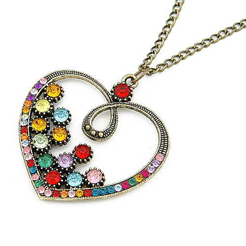 Красочный Crystal Heart сплавов кадра ожерелье