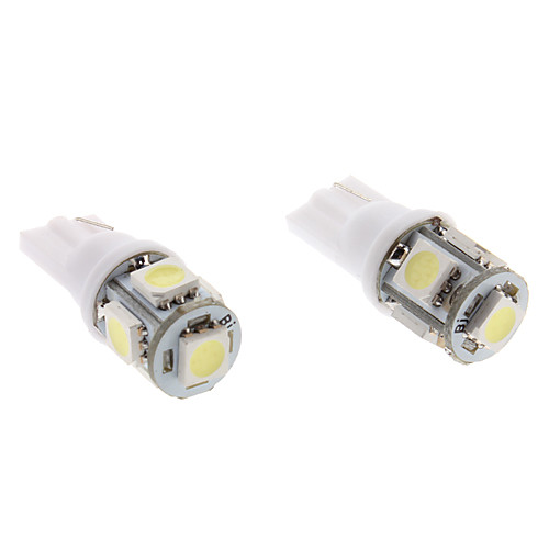 T10 1Вт 5x5050 SMD авто LED лампочка с белым светом (2 штуки, 12В)