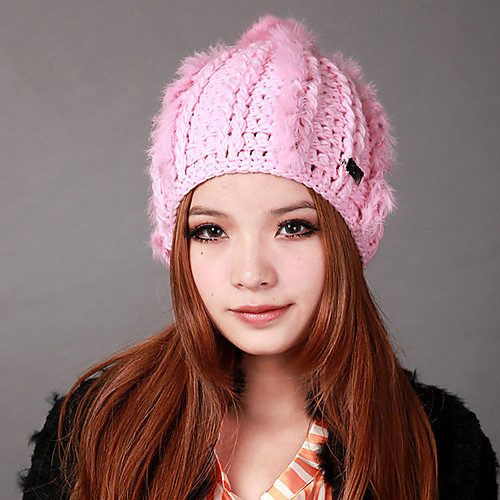 Денисовича-1109 женские зимние Knit Hat с волосами Лапин (Multi-Color Имеющиеся в наличии)