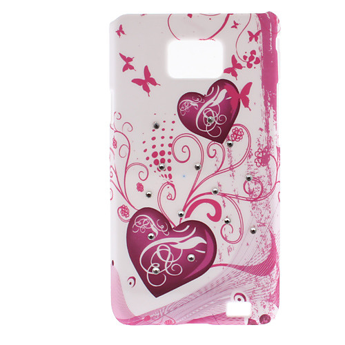 Purple Heart Pattern Футляр с бриллиантом для Samsung Galaxy S2 I9100