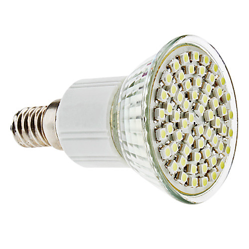 E14 4W 60x3528 SMD 300-350lm 6000-6500K естественный белый свет привели пятно лампы (220-240V)