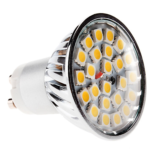 Лампа точечная светодиодная GU10 5W 24x5050 SMD 380-420LM 3000-3500K теплый белый свет (220-240V)