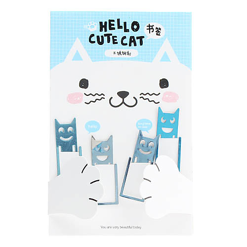 Cute Cat нержавеющей стали Bookmarks (4-Pack)