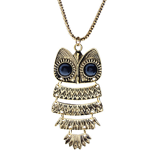Форма сова античная бронза ожерелье / длинный свитер цепи