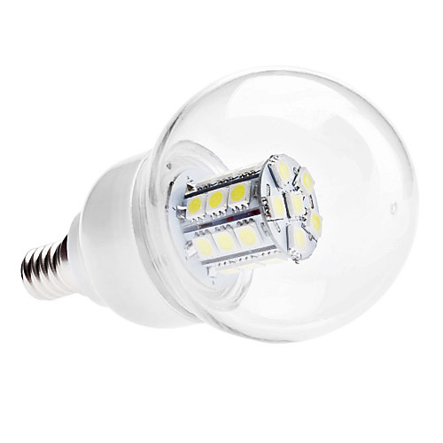 E14 5W 27x5050 SMD 380-420LM 6000-6500K натуральный белый свет привел мяч лампы (AC 110-130/ac 220-240)