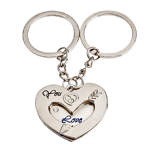 1-пара алюминиевых Heart Shape Пара Keychain