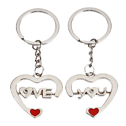 1-пара алюминиевых Heart Shape Пара Keychain