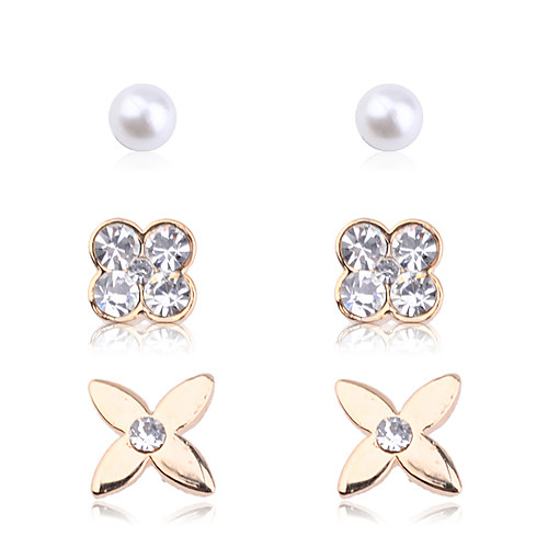 Pearl Four Leaf Clover серьги Set (3 пары)