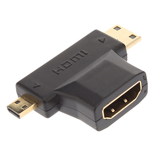 v1.3 крыло поворот WT-0284-F-hpcpd HDMI женщин и мужчин Mini HDMI / Micro HDMI штекер адаптера (черный и золотой)