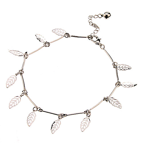 Полые из листьев кулон металл Anklet (Platinum)