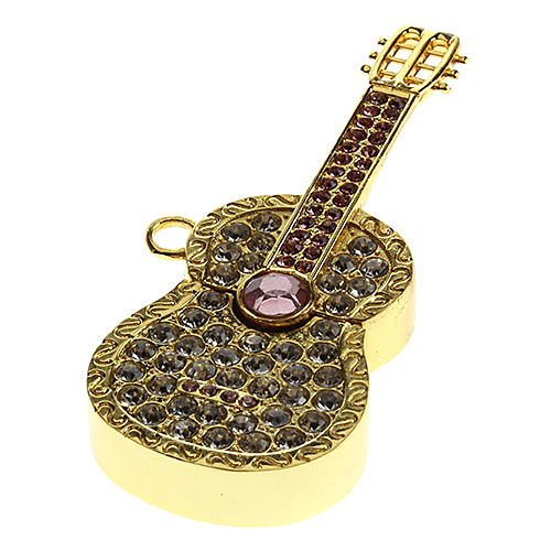 Guitar образный металлический материал USB Stick 32G (Gold)