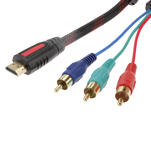 HDMI к 3RCA RGB Аудио Видео AV компонентный кабель (1,5 м, черный и красный)