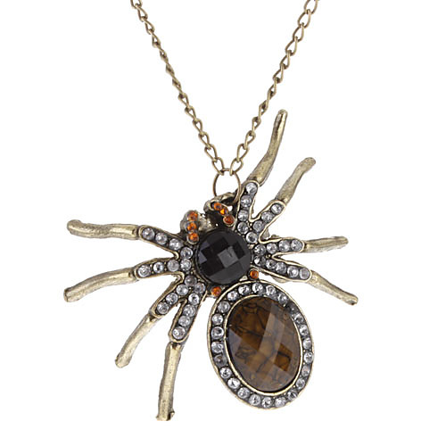 Vintage Gems Полностью драгоценностями паук сплава ожерелье цепи свитера