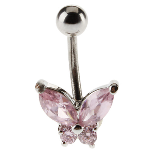 Нежный Бабочки из нержавеющей стали Кристалл Navel Ring