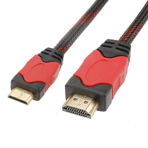 3m 10ft v1.4 красный& черный 1080p HDMI к Mini HDMI кабель высокоскоростного стандарта HDMI кабеля (позолоченный)