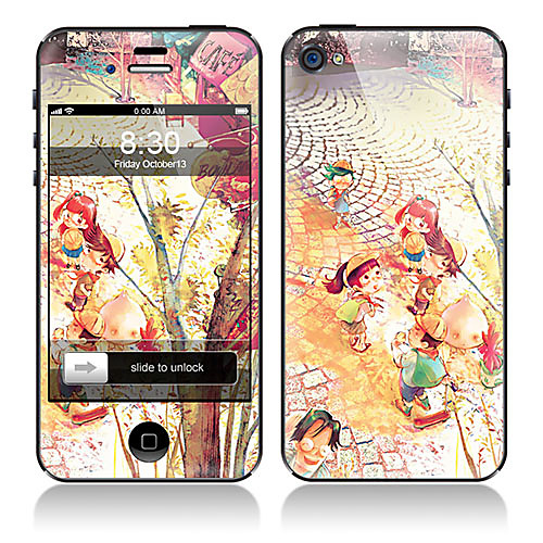 Cartoon Girl Pattern Передняя и задняя для всего тела протектор Наклейки для iPhone 5