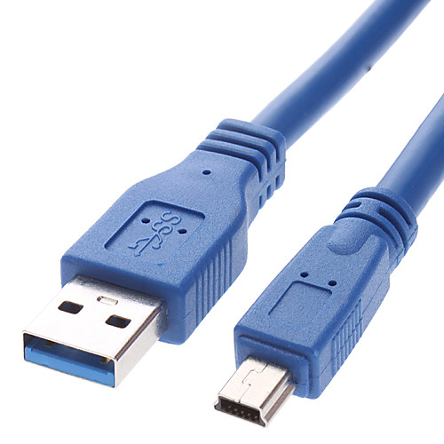 USB 3.0 супер высокоскоростного мобильного кабель жесткого диска, USB 3.0 AM / Мини 10P Синяя круглая резьба (0,5 м)