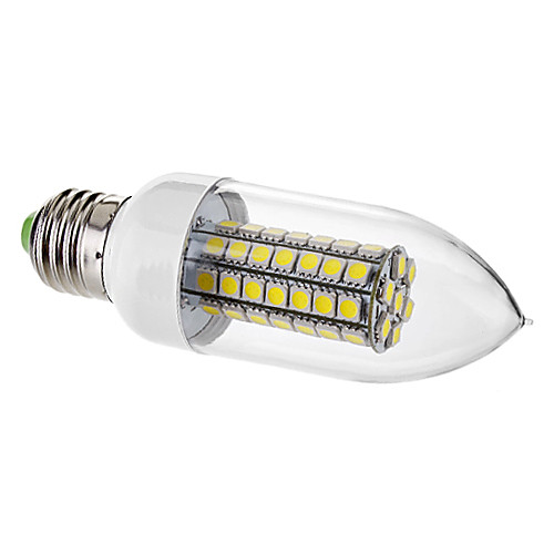 E27 7W 63x5050SMD 650LM 6000-6500K Белый свет природных светодиодные свечи лампы (220)