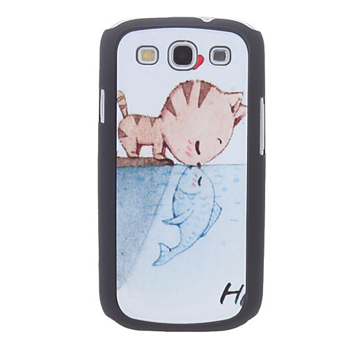 Cat Поцелуй Рыба Pattern Жесткий чехол для Samsung I9300 Galaxy S3