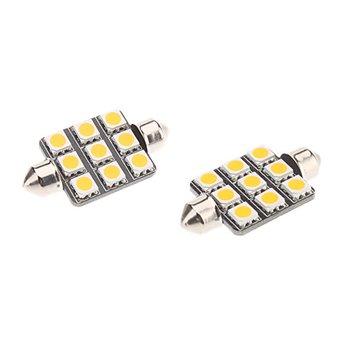 Гирлянда 41mm 1.5W 9x5050SMD теплый белый свет Светодиодные лампы для автомобиля лампа для чтения (12, 1 пара)