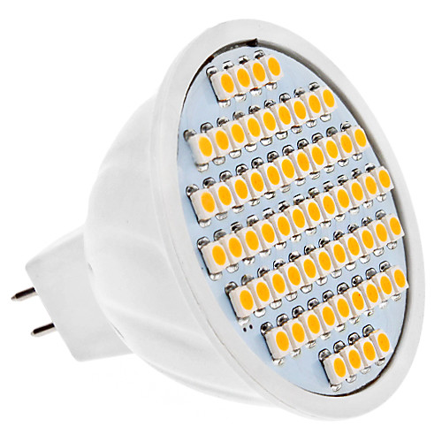 Точечная LED лампа (12V), теплый белый свет, MR16 4W 60x3528 SMD 300-320LM 3000-3500K