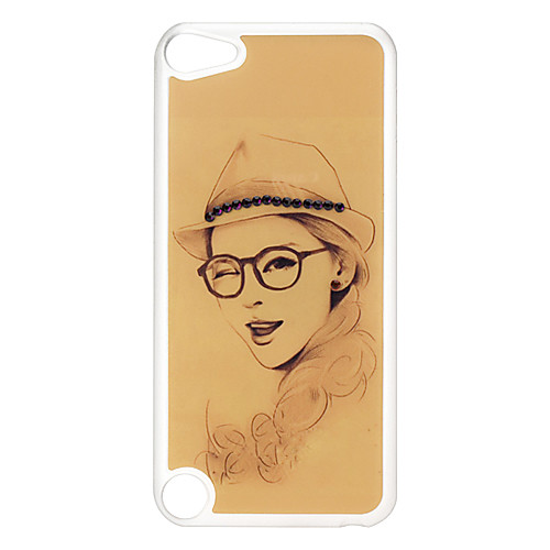 Красивая девушка в очках Pattern Футляр с горный хрусталь для Ipod Touch 5