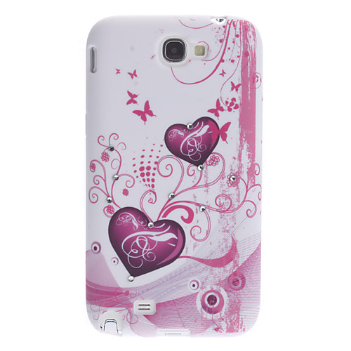 Purple Heart Pattern Мягкий чехол с горный хрусталь для Samsung Galaxy Note N7100 2