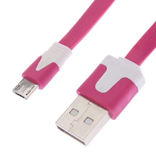 Плоский зарядный кабель USB и Micro USB порт V8 для Samsung Galaxy i9500 S4 и другие (разных цветов)