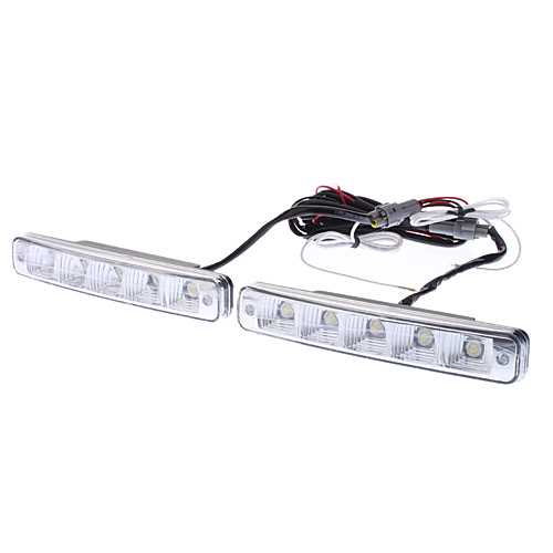 5W 300-350LM Холодный белый свет Светодиодные лампы для автомобилей Дневные ходовые огни (DC 12-24V, 1 пара)
