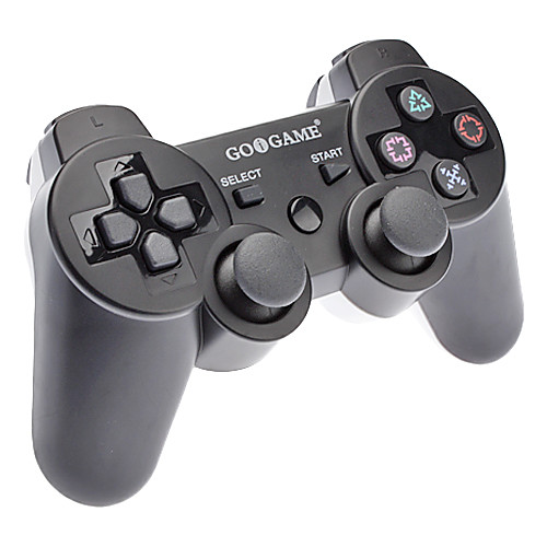 GOiGAME Двойной-Shock Bluetooth V3.0 Беспроводная игры Joypad контроллер / USB для PS3 - черный  белый