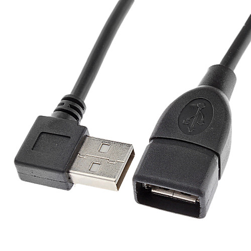 Мужской USB 90 градусов направо, чтобы USB-кабель для передачи данных Женский черный (0,4 м)