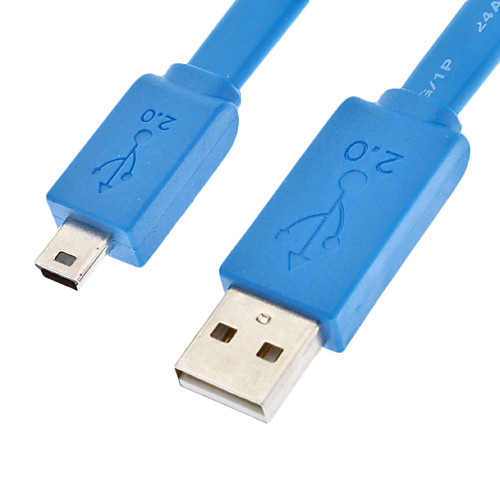 USB 2.0 мужчина к Mini USB 2.0 Мужской кабель Плоский тип Синий (0,3 M)