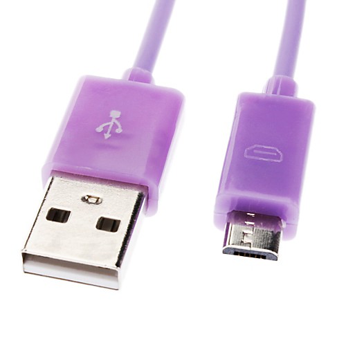 Micro USB к USB между мужчинами кабель для Samsung / Huawei / ZTE / Nokia / HTC светло-фиолетовый (1M)