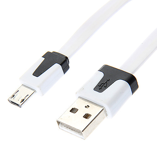 USB мужчина к Micro USB Мужской плоский тип Белый (2М)