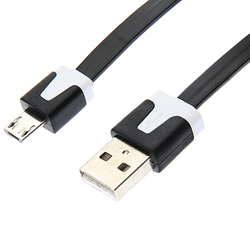 USB мужчина к Micro USB Мужской плоский тип черный (3M)