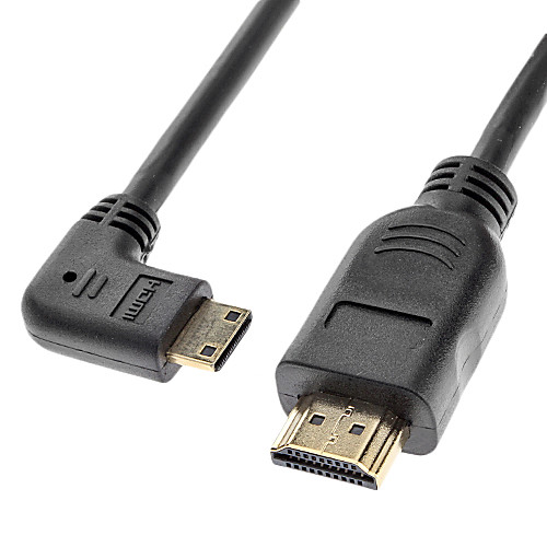 HDMI v1.3 для Mini HDMI v1.3 м / м на 90 градусов налево кабель позолоченный (0,5 м)