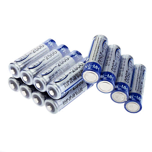 Главная BTY Ni-MH AA 2500mAh 1.2V Аккумуляторные батареи 12шт