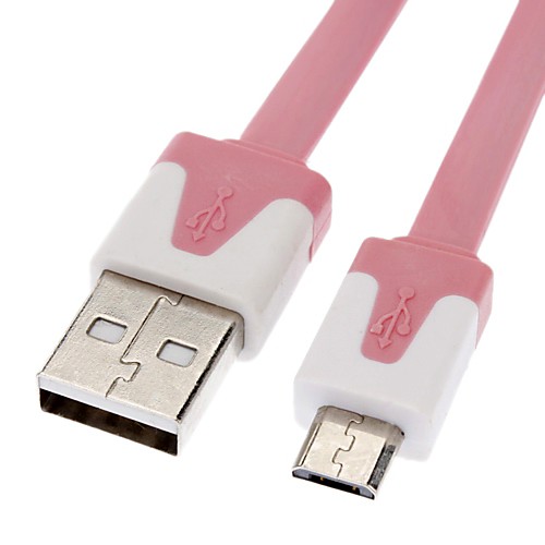 Micro USB к USB между мужчинами кабель для Samsung / Huawei / ZTE / Nokia / HTC / Sony Ericson плоский тип Розовый (1M)